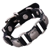 Punk Cowhide Male Chain Bracelets Vintage Silver Alloy Peach Heart Bangles