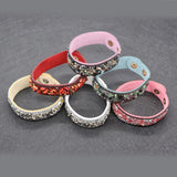 Stone Gravel Leather Bracelet with Rhinestones Inlay