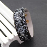 Stone Gravel Leather Bracelet with Rhinestones Inlay