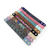 Stone Gravel Leather Bracelet with Rhinestones Inlay