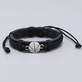 Punk Sports Balls Charms Leather Bracelet Adjustable Wrap Wristband
