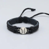 Punk Sports Balls Charms Leather Bracelet Adjustable Wrap Wristband