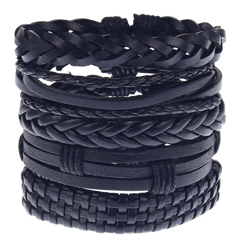 Multilayer Leather Bracelet Men Braided Bracelets & Bangles