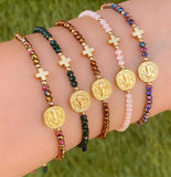 Copper Charm Bracelet 18K Plated Religious Jesus Mary Bracelet