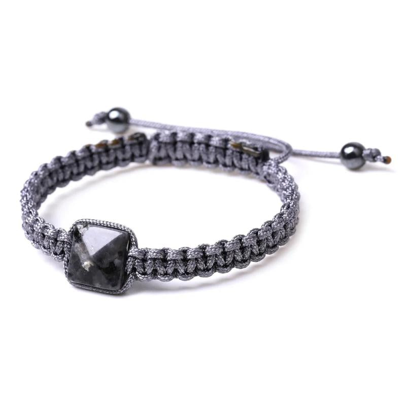 Rope Wrap Natural Stone Bracelet Pyramid Charm