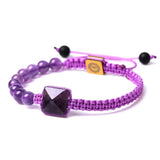 Rope Wrap Natural Stone Bracelet Pyramid Charm