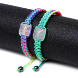 Rope Wrap Natural Stone Bracelet Pyramid Charm