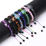 Rope Wrap Natural Stone Bracelet Pyramid Charm