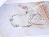 Rhinestone Love Tree Charm Bracelet Stainless Steel CZ Crystal Chain JB19136