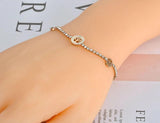 Rhinestone Love Tree Charm Bracelet Stainless Steel CZ Crystal Chain JB19136