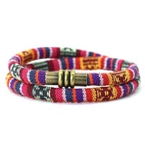 Boho Ethnic 6mm Fabric Rope Bracelet with Bronze Magnetic Buckle