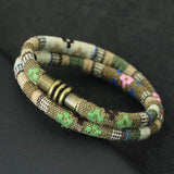Boho Ethnic 6mm Fabric Rope Bracelet with Bronze Magnetic Buckle