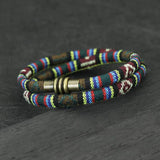 Boho Ethnic 6mm Fabric Rope Bracelet with Bronze Magnetic Buckle