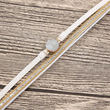 Multilayer Leather Bracelet Vintage Rhinestone Druzy Stone Black/white
