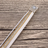 Multilayer Leather Bracelet Vintage Rhinestone Druzy Stone Black/white