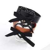 Leather Bracelet Women Crystal Heart Charm Wide Bracelet Female Jewelry