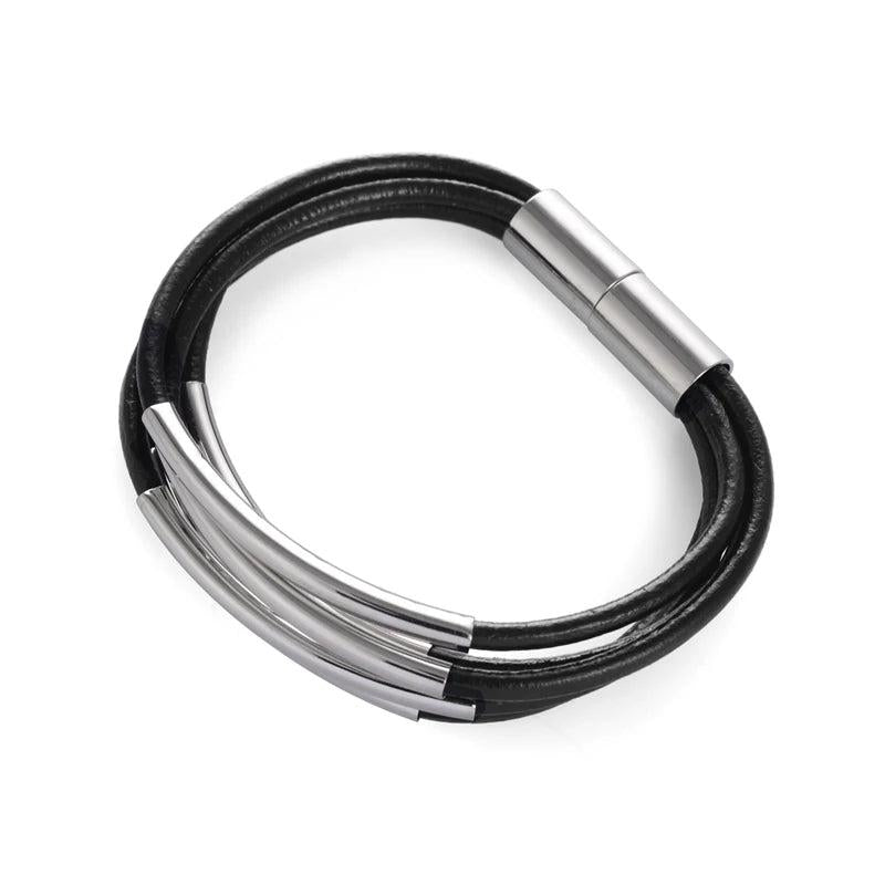 Alloy Multi-Layer Leather Cord Magnetic Clasp Bracelets