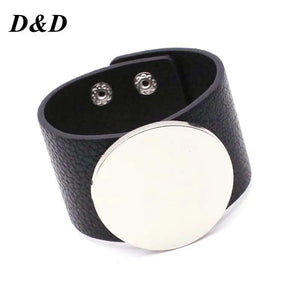 Circular Leather Bracelet Wide Women Wrap Wristband Jewelry