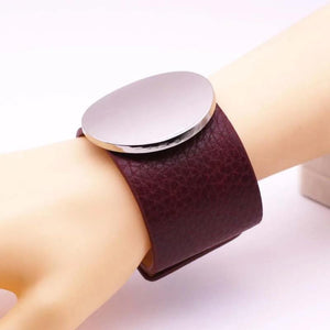 Circular Leather Bracelet Wide Women Wrap Wristband Jewelry