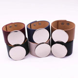 Circular Leather Bracelet Wide Women Wrap Wristband Jewelry