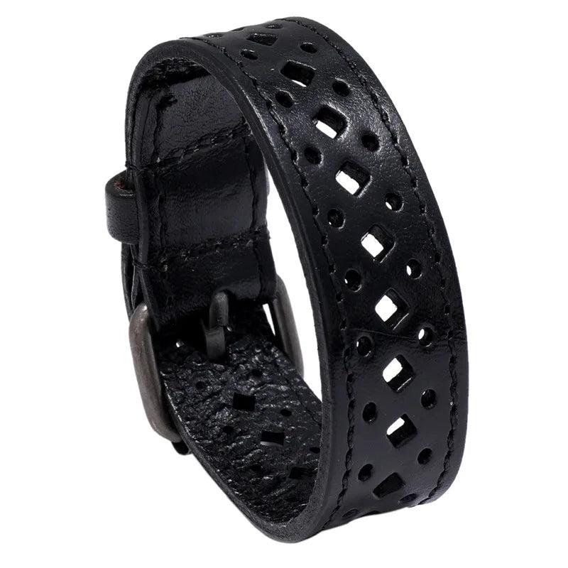 Vintage Punk Style Wide Leather Bracelet