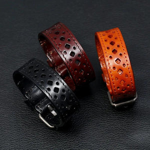 Vintage Punk Style Wide Leather Bracelet