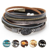 Charm Leather Bracelet Wrap Couple Bangle Female Jewelry