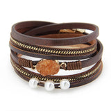 Charm Leather Bracelet Wrap Couple Bangle Female Jewelry
