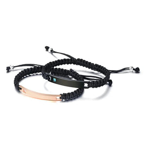 Punk Weave Stainless Steel Bracelets Gothic Crystal LOVE Jewelry