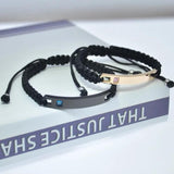 Punk Weave Stainless Steel Bracelets Gothic Crystal LOVE Jewelry