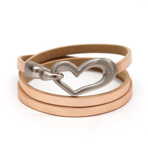 Vintage Leather Bracelet Heart Charm Wrap Bracelet