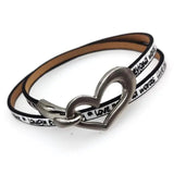 Vintage Leather Bracelet Heart Charm Wrap Bracelet