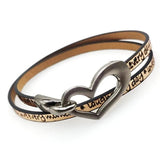 Vintage Leather Bracelet Heart Charm Wrap Bracelet
