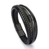 PU Leather Bracelets Magnetic Buckle Braid Cord Bracelet Men