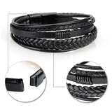 PU Leather Bracelets Magnetic Buckle Braid Cord Bracelet Men