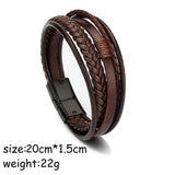 PU Leather Bracelets Magnetic Buckle Braid Cord Bracelet Men