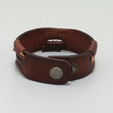 Three-Colors Cowhide Men's Bracelets Hip -Hop Rock Style Solid Wide Leather Bang