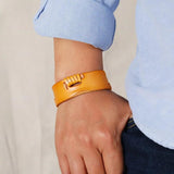 Three-Colors Cowhide Men's Bracelets Hip -Hop Rock Style Solid Wide Leather Bang