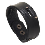 Three-Colors Cowhide Men's Bracelets Hip -Hop Rock Style Solid Wide Leather Bang
