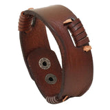 Three-Colors Cowhide Men's Bracelets Hip -Hop Rock Style Solid Wide Leather Bang