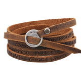 Joyme Retro Wide Leather Bracelet Punk Multilayer Wrap Bangles for Women Men