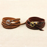 Joyme Retro Wide Leather Bracelet Punk Multilayer Wrap Bangles for Women Men