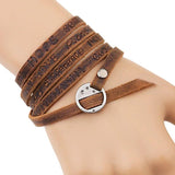 Joyme Retro Wide Leather Bracelet Punk Multilayer Wrap Bangles for Women Men