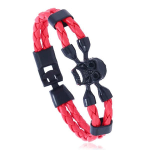 Punk Skull Bracelets Red/White/Black/Blue/Brown Leather Wristbands Couple