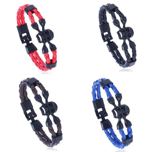 Punk Skull Bracelets Red/White/Black/Blue/Brown Leather Wristbands Couple