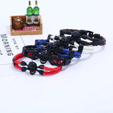 Punk Skull Bracelets Red/White/Black/Blue/Brown Leather Wristbands Couple