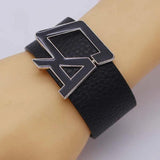 Wide Leather Bracelet Brown Wide Cuff Bracelet Vintage Punk Wristband