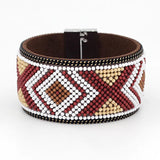 Women Leather Bracelet Geometric Pattern Wrap Bracelet