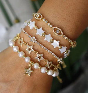 Mother of Pearl Shell Heart Star Bracelet