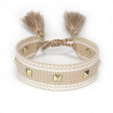 Ethnic Square Star Rivet Braided Fabric Bracelets for Women